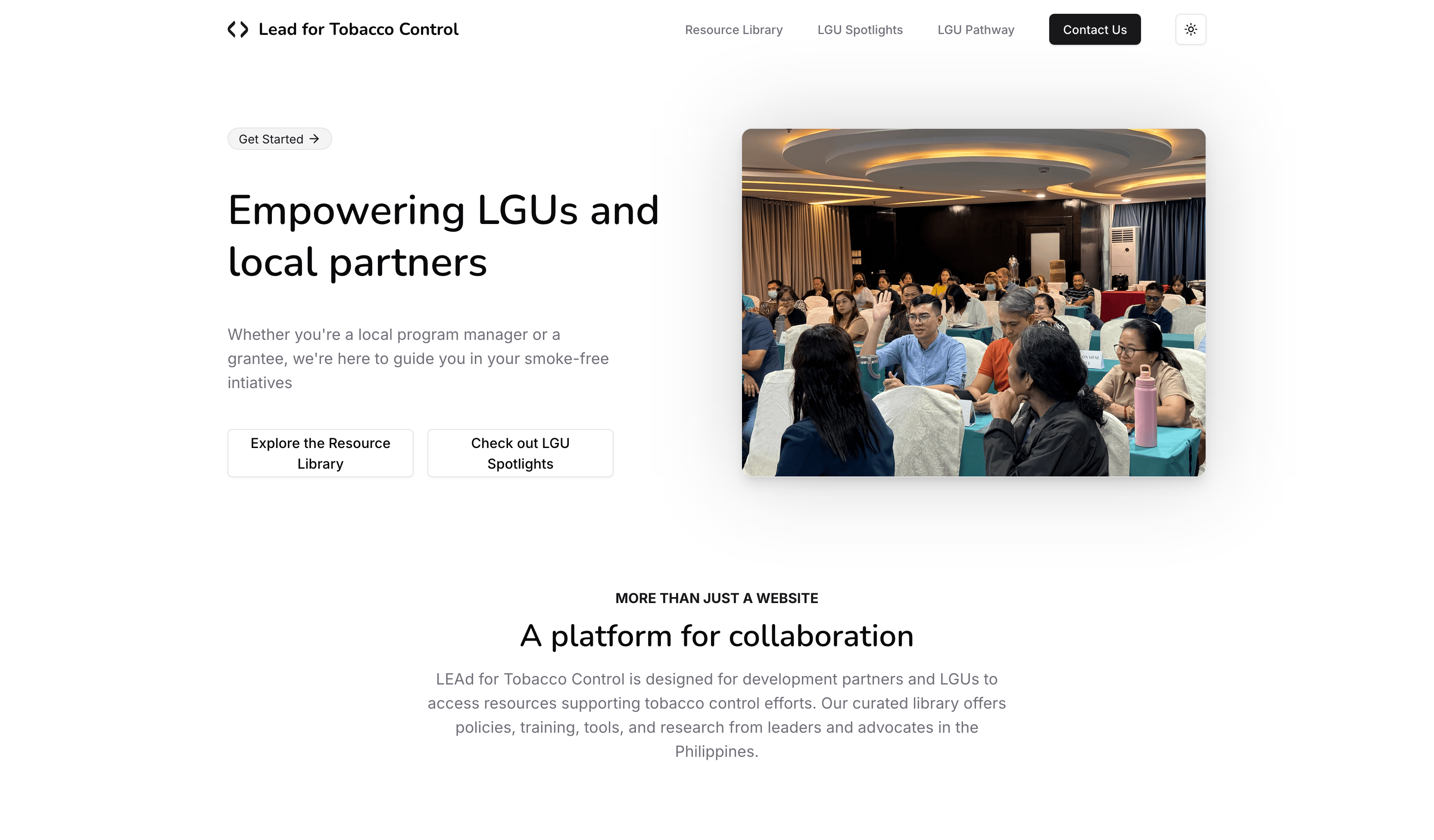 Lead for Tobacco Control website homepage